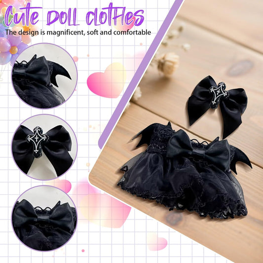Cute Halloween Costumes for La-bu-bu, Outfit for Doll, Costumes Compatible with Dolls, Personality Adorable Dolls Clothes Accessories (No Doll), DIY Kids Gifts (Black)