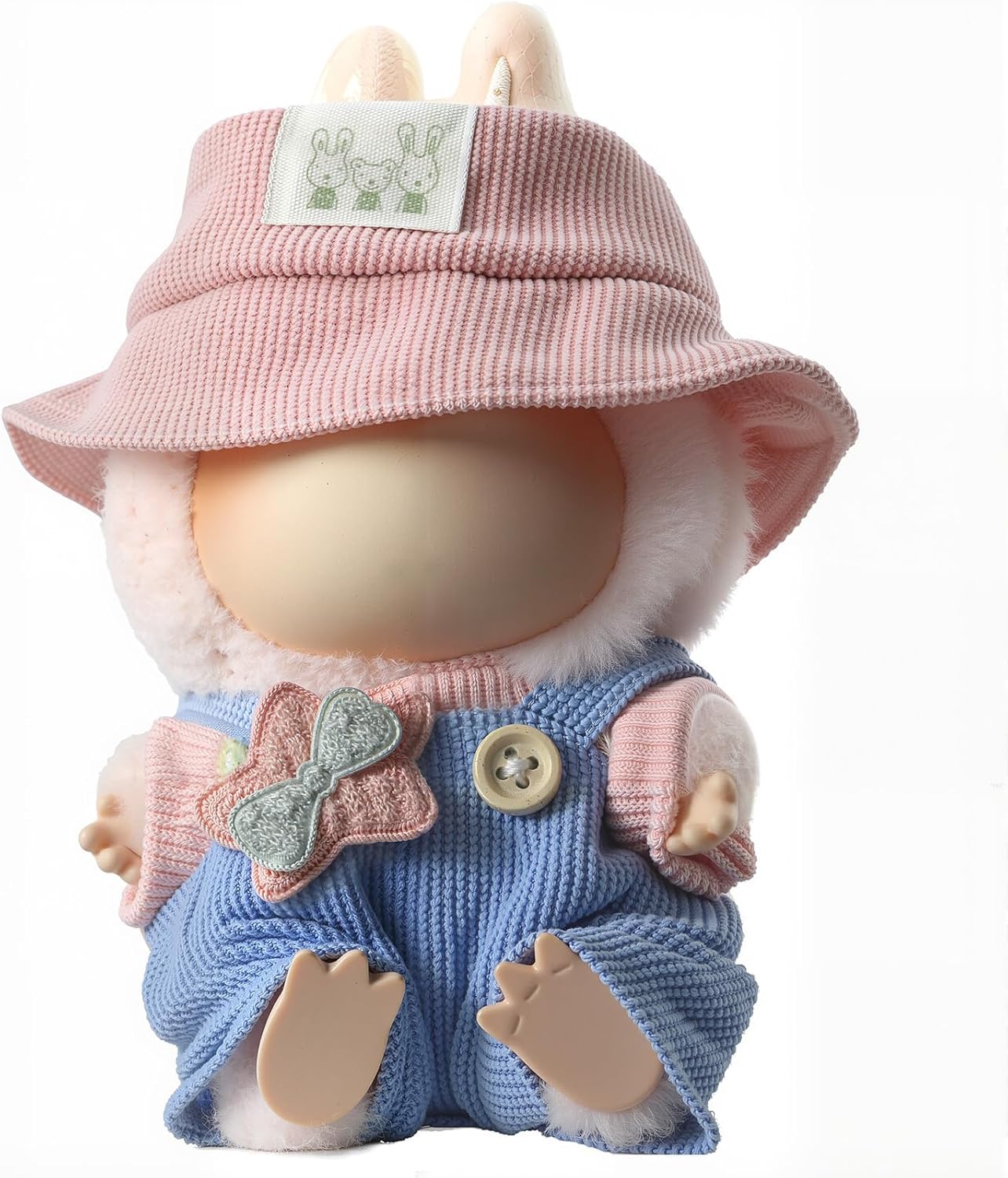 Doll Clothes Set for Labubu 6.7inch/17cm Dolls, 3 Piece Cute & Chic Outfits with Hat & Fashion Accessories, Perfect for Teens & Adult Collectors, Khaki Knitted Outfit with Hat & Messenger Bag