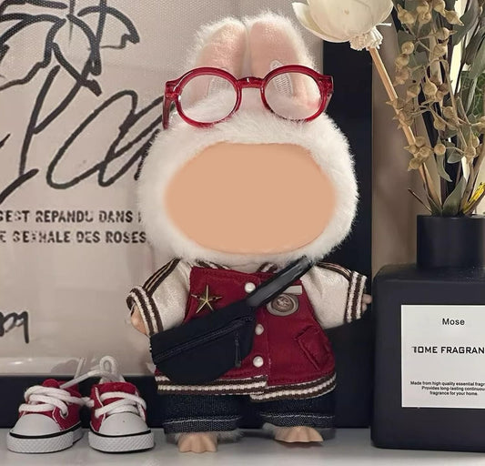 Doll clothes suitable for 15cm and 17cm Labubu (dolls not included), stylish baseball uniform sets (including shoes, glasses and shoulder bags), and 15/17cm doll sporty style suits