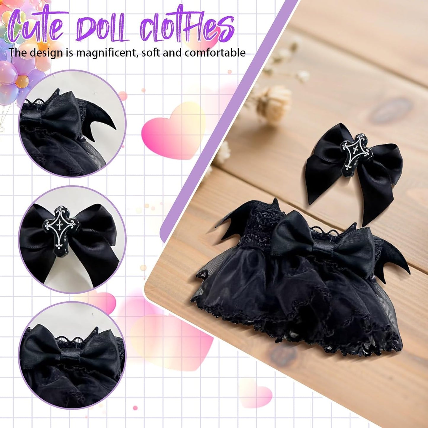 2025 Halloween Clothes for Labubu, Cute Outfit for 17cm Labubu Clothes, Premium Halloween Costume for Dolls Outfit Halloween Doll Clothes Pumpkin Outfit Accessories for Labubu Gift or Display (#A)