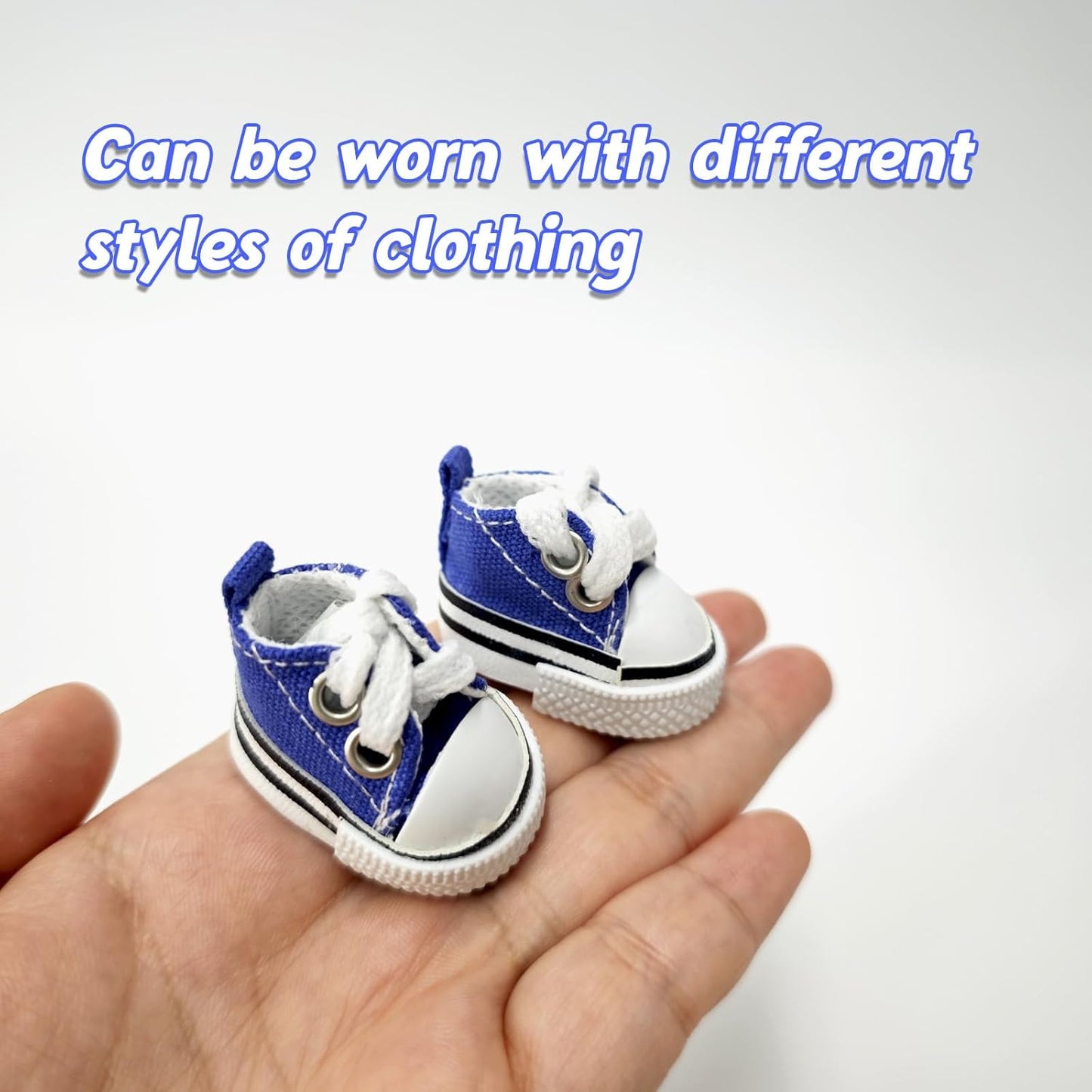 Mini Doll Shoes, 1 Pair Cute Lace Up Canvas Sneakers Compatible for 17cm/15cm Doll Shoes Toy Outfit Accessories(White)