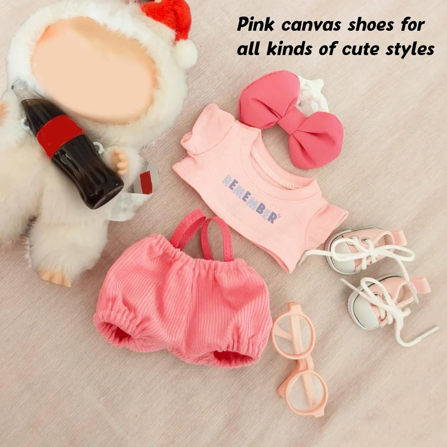 Mini Doll Shoes, 1 Pair Cute Lace Up Canvas Sneakers Compatible for 17cm/15cm Doll Shoes Toy Outfit Accessories(White)