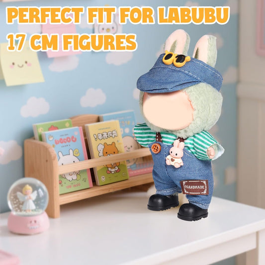 Labubu Clothes/for Labubu Outfits,Clothes Set for 17cm Lububu Doll,3 Piece Set Hat Clothing for LA BUBU, Boys and Girls Stylish Adorable Dolls Clothes Accessories (No Doll)_05