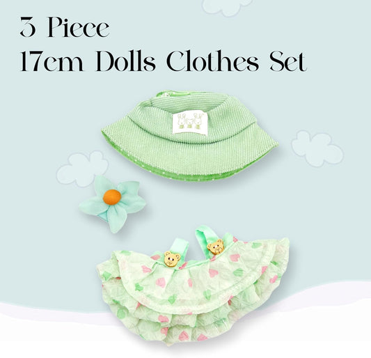 15-17cm Doll Clothes Set, Sweet Dress Outfit Set for 6.7inch Green Clothes Suit, Fashion Chic & Accessories for Doll 1st/2nd/3rd