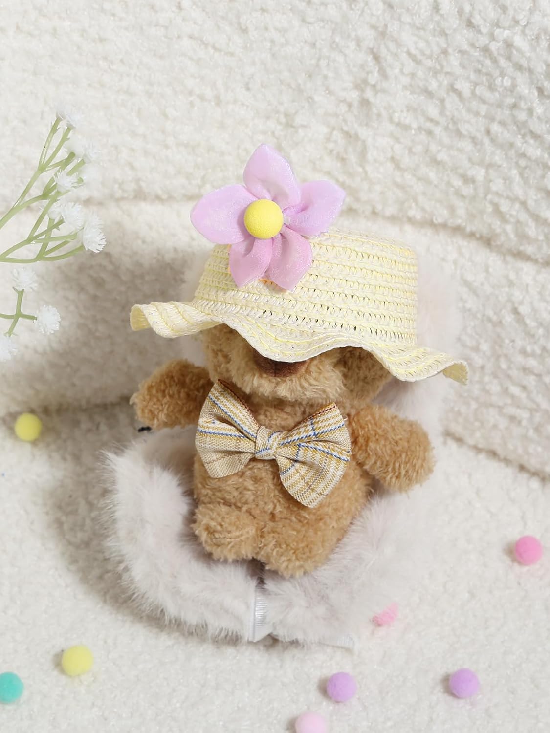 Doll Clothes(No Doll),Cute Kawaii Style for 17cm Dolls Accessories Floral Dress & Sun Hat Set Green