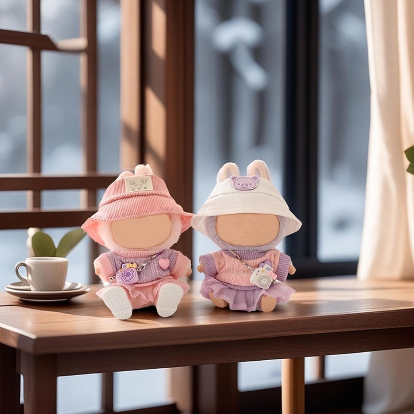 New Clothes for Lububu, 5-Piece Lububu Doll Outfits, Fashion Top, Hat, Shoes, Skirt, Camera Set Accessories, Exquisite 17 Cm Lububu Clothing (No Doll) (Purple)