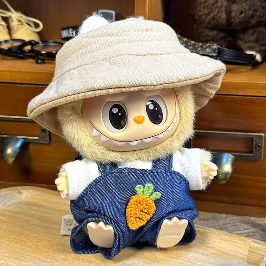 Clothing Set Compatible with Labubu Doll, Denim Jumpsuit Style, Precision Sizing, Custom Designs & Durable Stitching
