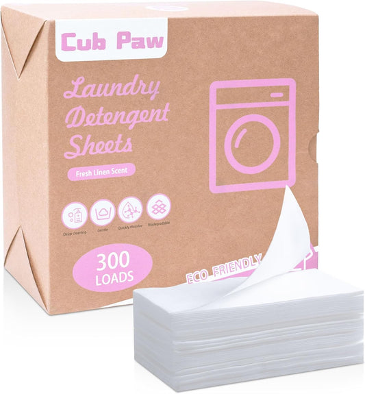 Laundry Detergent Sheets, Travel Laundry Detergent Sheets 300 Loads Eco-friendly Plastic-Free Washing Detergent Sheets with Frensh Linen Scent