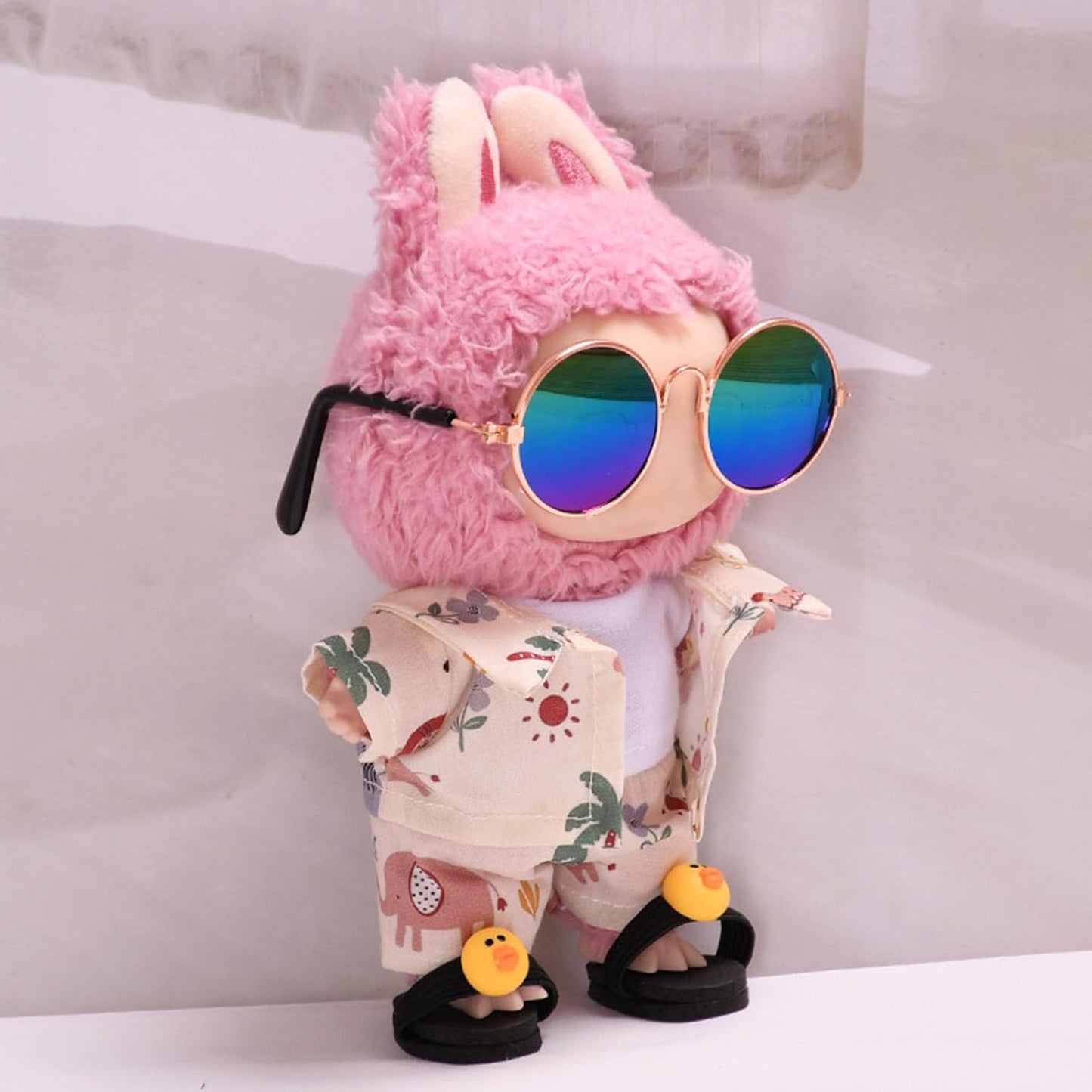 Clothes for 17cm Labu Doll Luxury Chic Doll Clothing & Style Bundle High-End Fashion Beach Set Accessories Including Clothes + Pants+ Glasses+Slippers Labu (No Doll) (Black Beach Suit (no Doll))