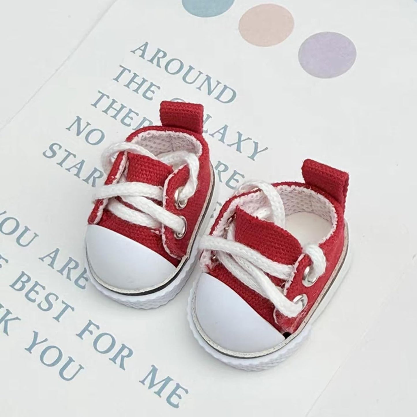 Mini Doll Shoes, 1 Pair Cute Lace Up Canvas Sneakers Compatible for 17cm/15cm Doll Shoes Toy Outfit Accessories(White)