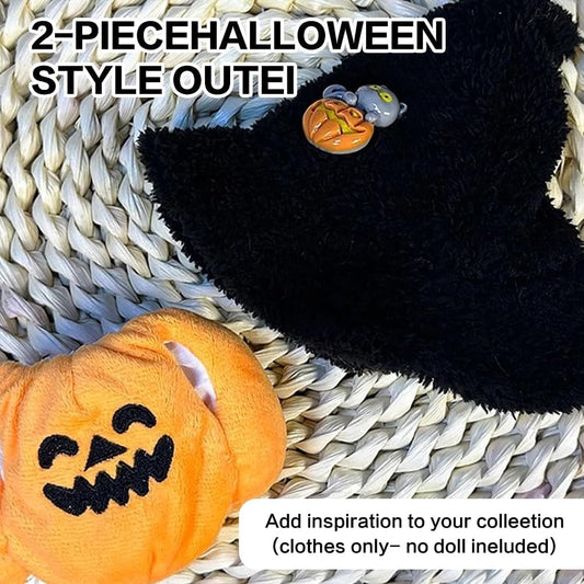2025 Halloween Clothes for Labubu, Cute Outfit for 17cm Labubu Clothes, Premium Halloween Costume for Dolls Outfit Halloween Doll Clothes Pumpkin Outfit Accessories for Labubu Gift or Display (#A)