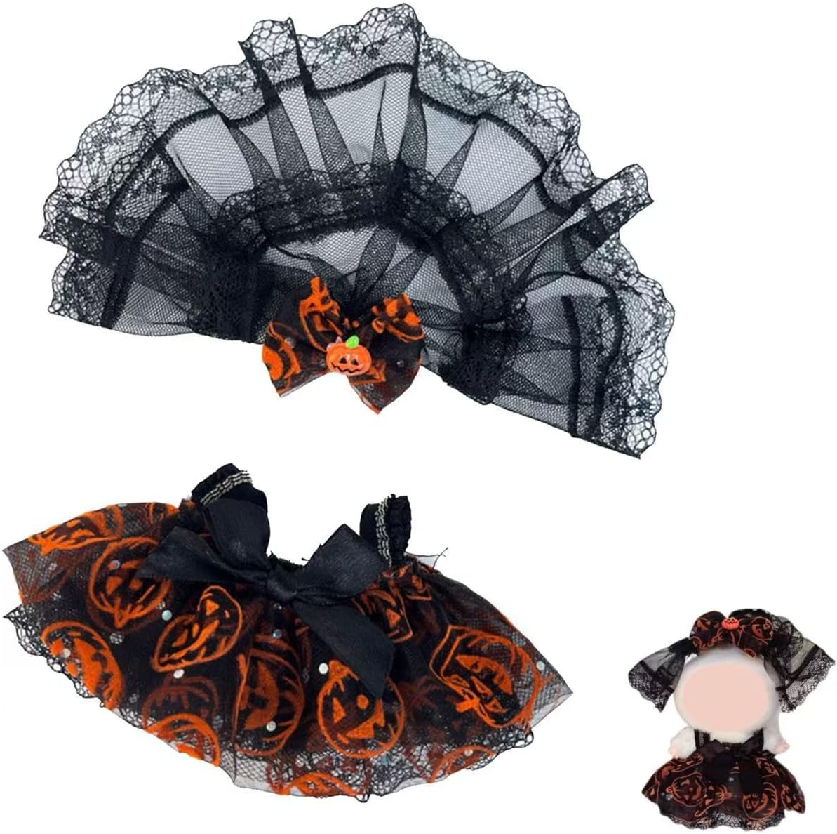 2025 Halloween Clothes for Labubu, Cute Outfit for 17cm Labubu Clothes, Premium Halloween Costume for Dolls Outfit Halloween Doll Clothes Pumpkin Outfit Accessories for Labubu Gift or Display (#A)