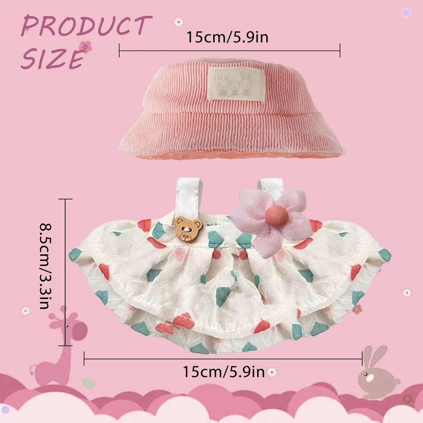 Clothes for Labubu(NO Dolls)，3 Pieces Dress Outfit Set for 6.7inch（17cm） Doll Suit,Clothes Accessories for 1st/2nd/3rd Gen Doll Play，Green Dress Series Is More Healthy and Natural (Green dress)