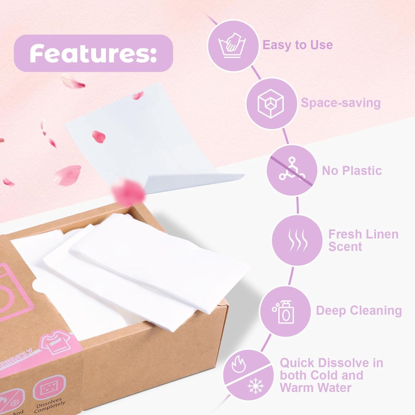 Laundry Detergent Sheets, Travel Laundry Detergent Sheets 300 Loads Eco-friendly Plastic-Free Washing Detergent Sheets with Frensh Linen Scent