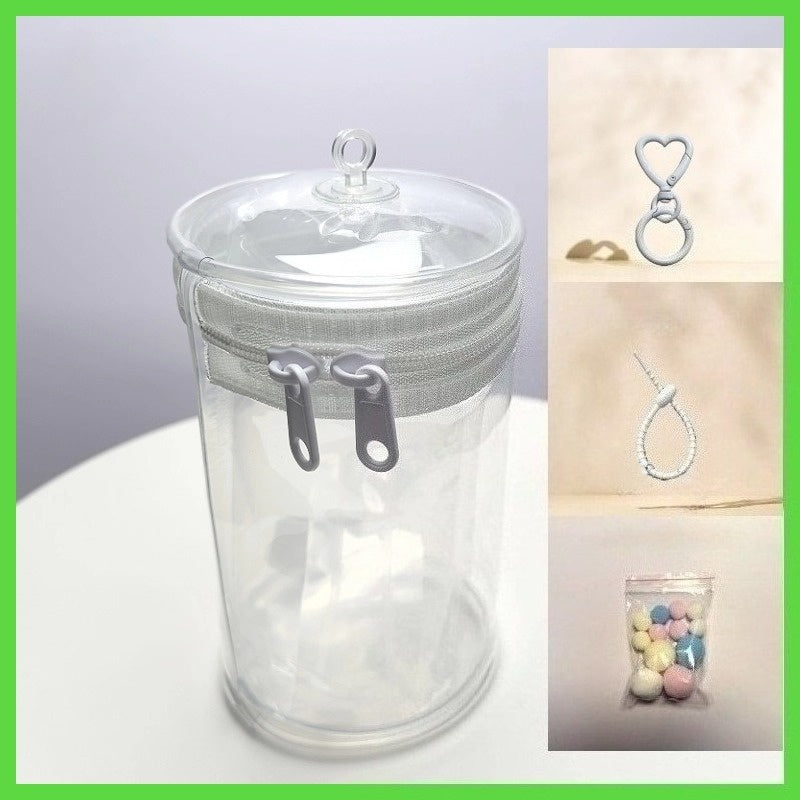 16cm Cotton Doll Mini Can Bag | Thickened Cylindrical Acrylic Case | High-Definition Transparent Dust-Proof Storage & Carry Bag for Dolls