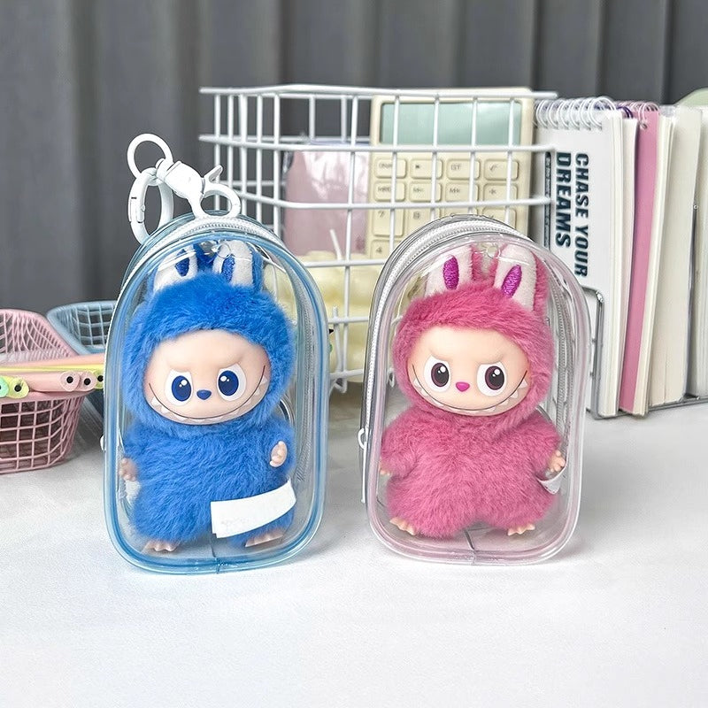 10cm Labubu 4.0 Heart Code Case - Clear Dustproof Cover for Vinyl Doll Storage