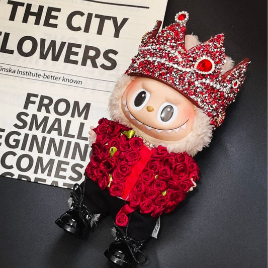 LABUBU Handmade Doll Clothes - GD Concert Rose Outfits - Korean Red Rose Style for 17cm/6.7" Plush Dolls