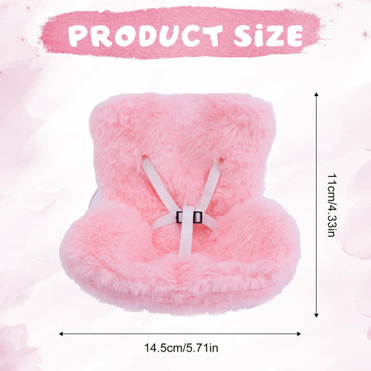 LABUBU CAR SEAT - Cute Soft Furry Cushion Pink Sofa with Car Air Vents Clip