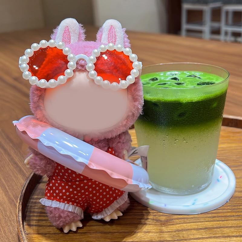 LABUBU Doll's Dress Up Clothes (No Doll) - Bikini Outfit for 17cm (6.7'') Labubu, Cute Exquisite Accessories for Doll Collection, Stylish Doll Clothing (Green Swim)