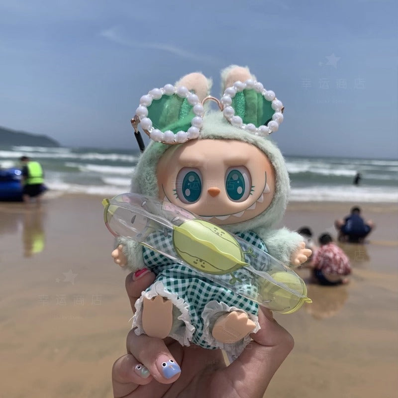 17cm Labubu Dopamine Swimsuit Set - Summer Vacation Outfit for Sitting Party Series 1/2/3