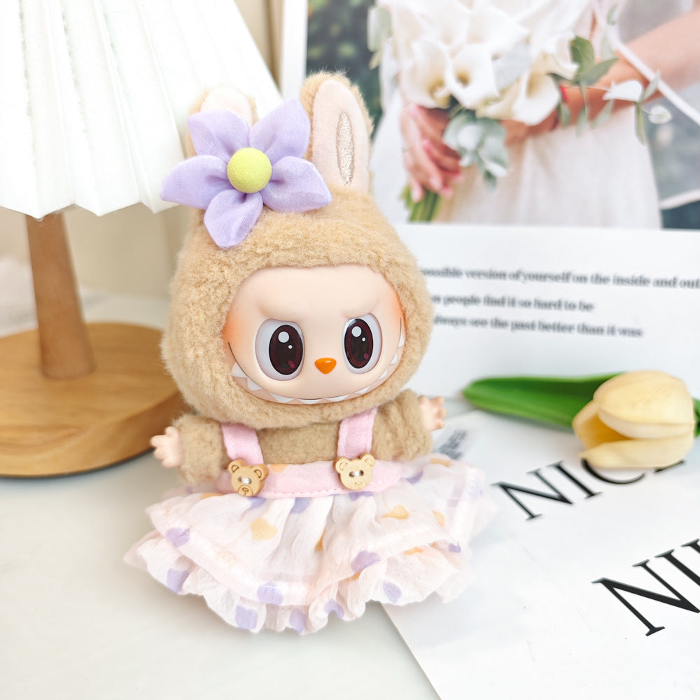 4-piece Set Doll Clothes & Outfits for LABUBU, Premium Fashion Dresses with Accessories for 17cm/6.7" Plush Doll - Premium Collector's Gift Ready for Display, Play and Collection