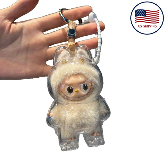 Labubu Mini Heart Code Clear Case - Dust Proof Cover for Series 4 Vinyl Figure Display