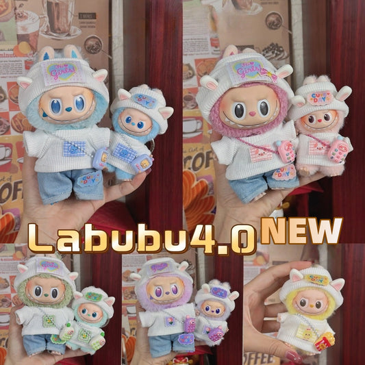 10.5cm Labubu 4th Gen New Tennis Outfit Set with Pink Bunny Ears & Racket | Replacement Clothes for Vinyl/Plastic Keychain Charms