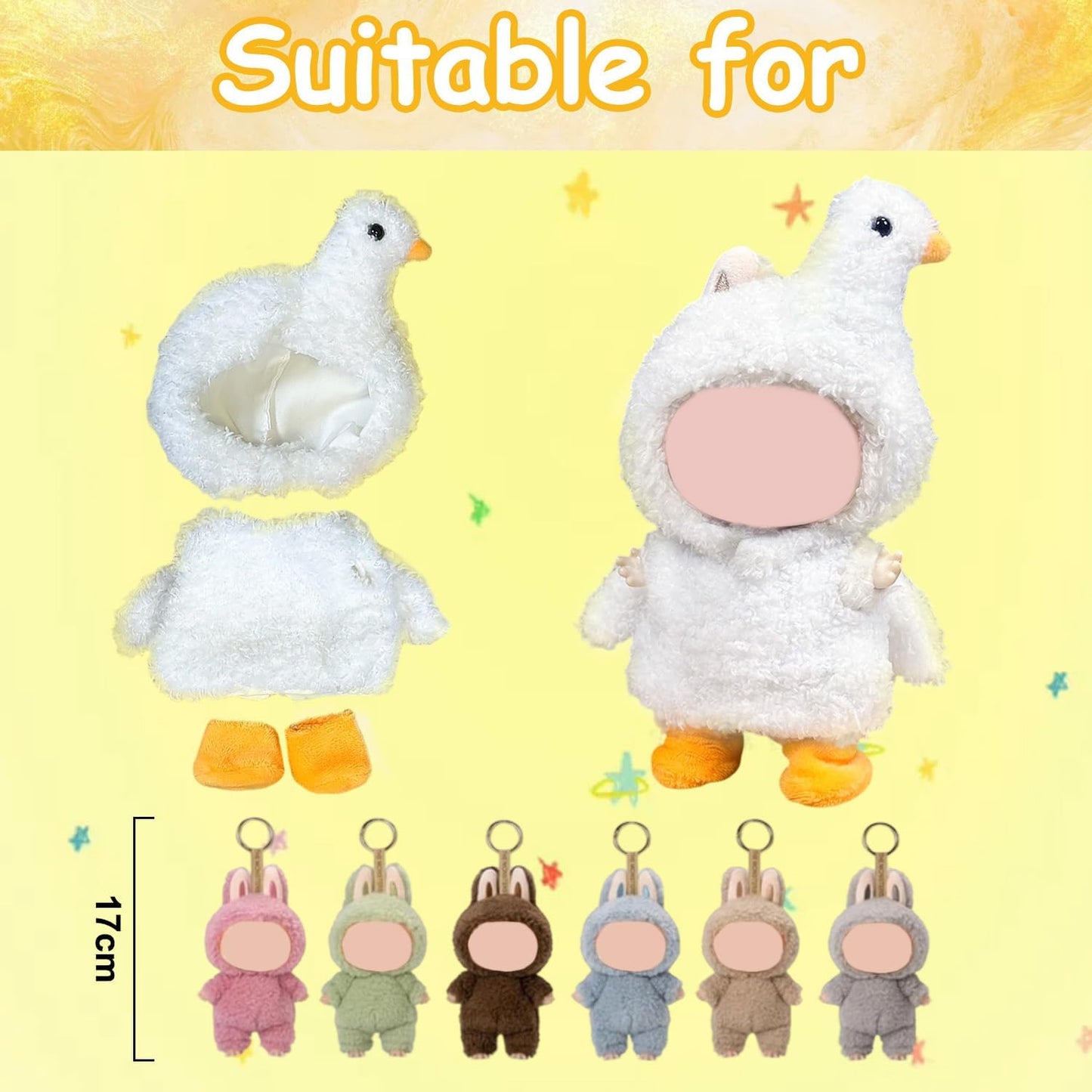 Cute Animal Clothes for LABUBU, Unique and Diverse Outfits for Labubu, No Doll Included (SWAN)