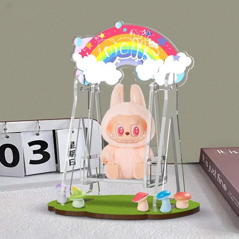 Labubu Carnival Swing Set - Kawaii Vinyl Doll Hanging Seat with Storage Base