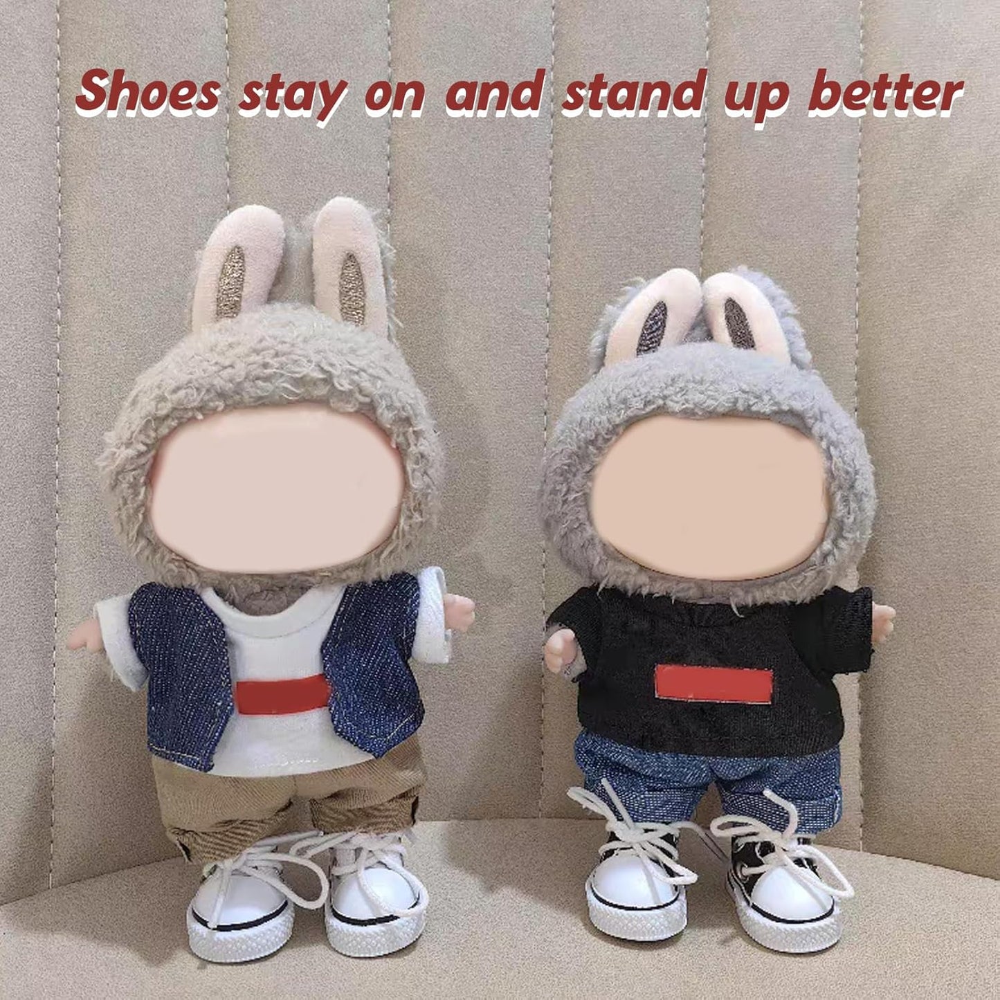 Mini Doll Shoes, 1 Pair Cute Lace Up Canvas Sneakers Compatible for 17cm/15cm Doll Shoes Toy Outfit Accessories(White)