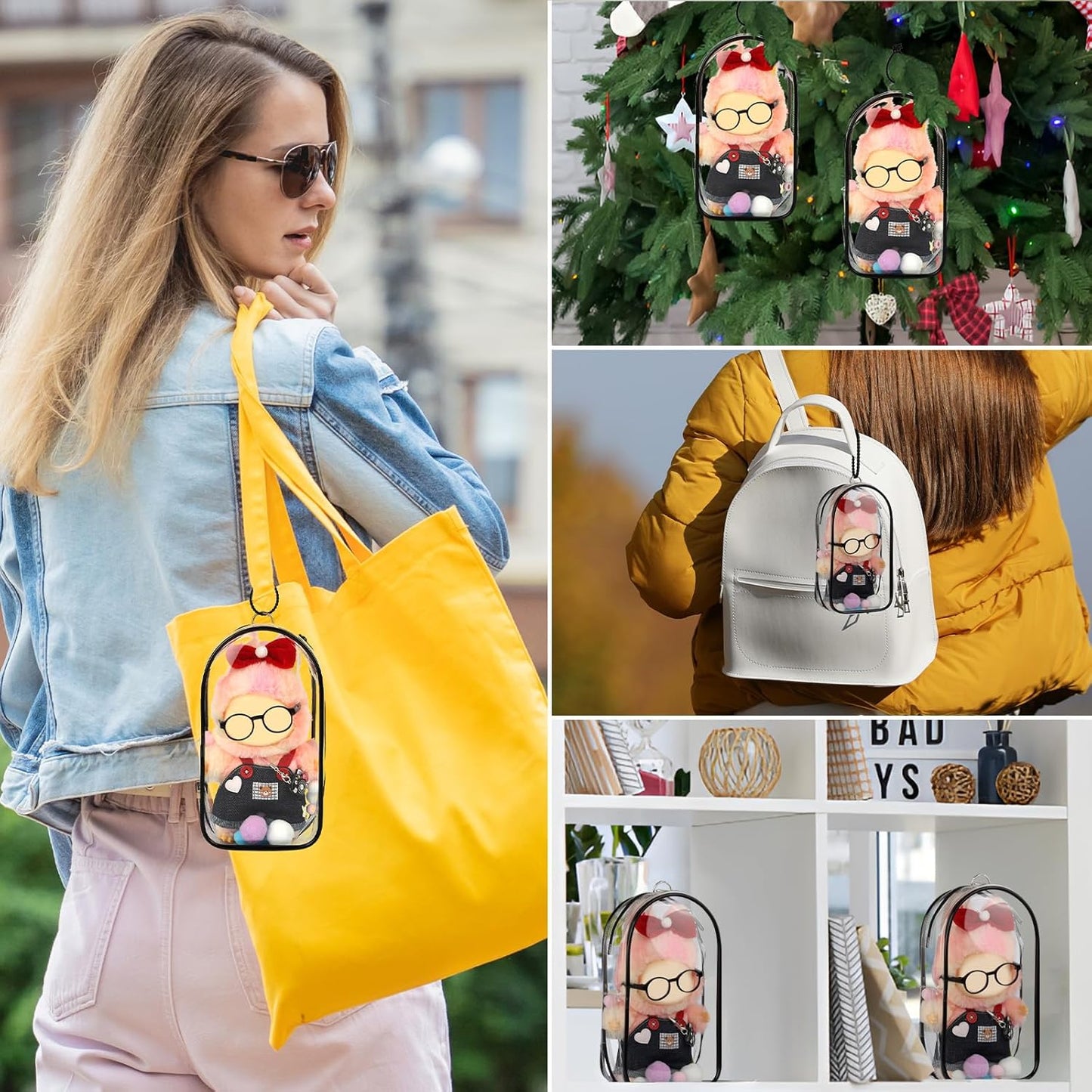 4 Set 15- 17cm Doll Clothes for labubu - Dolls Outfit Accessories for Girl , with Coat + Skirt + Handbag + Bow (No Doll) (Pink)
