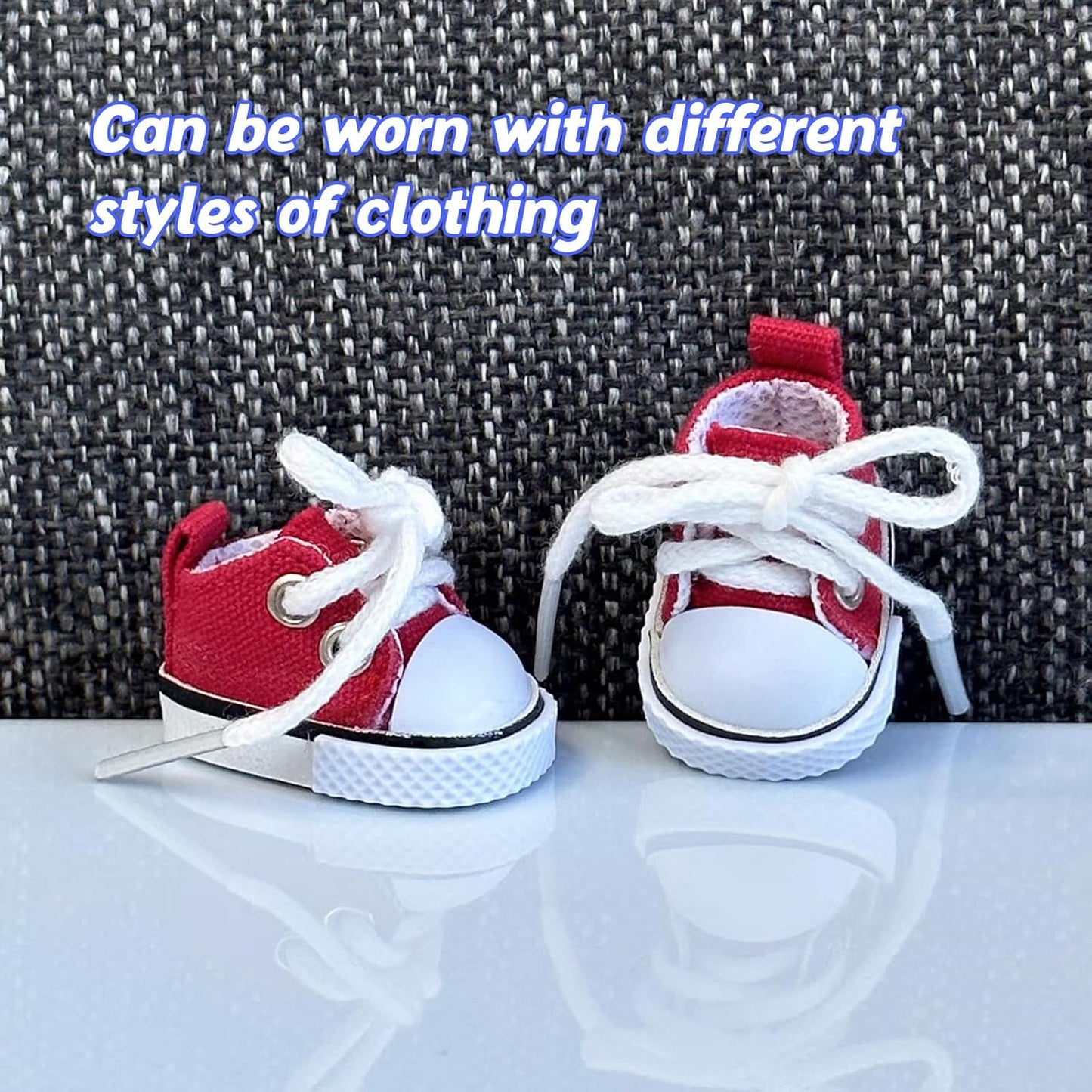 Mini Doll Shoes, 1 Pair Cute Lace Up Canvas Sneakers Compatible for 17cm/15cm Doll Shoes Toy Outfit Accessories(White)
