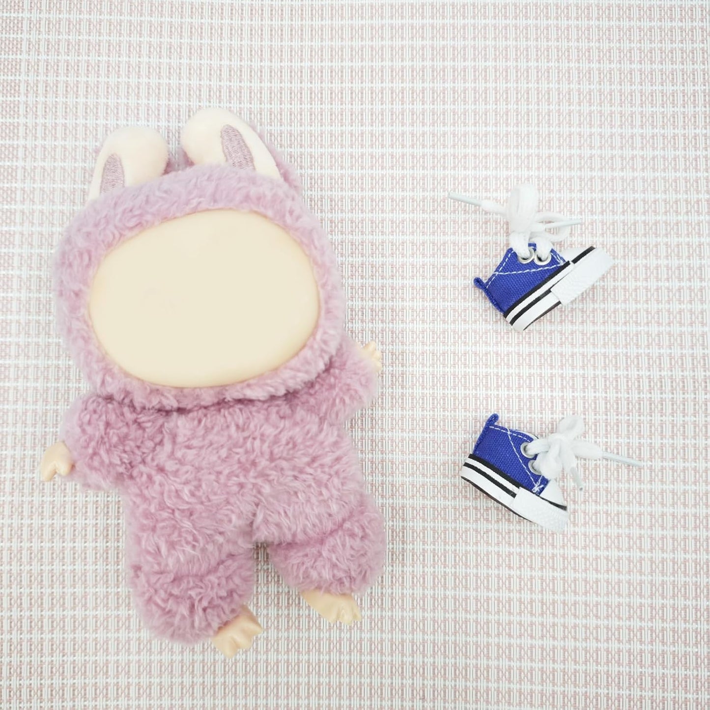 Mini Doll Shoes, 1 Pair Cute Lace Up Canvas Sneakers Compatible for 17cm/15cm Doll Shoes Toy Outfit Accessories(White)