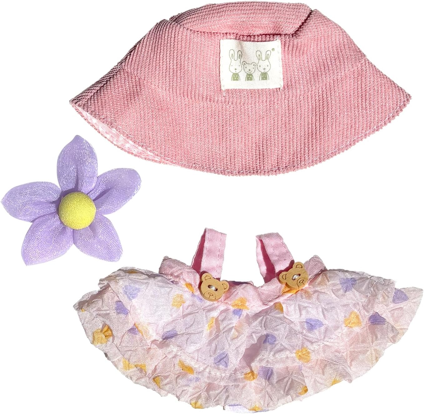 17cm Mini Doll Clothes 2-Piece Set - Green Princess Dress & Hat Outfit for Labubu & Similar 17cm Dolls (No Doll)