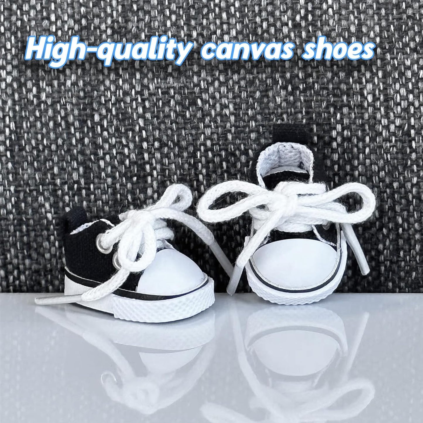 Mini Doll Shoes, 1 Pair Cute Lace Up Canvas Sneakers Compatible for 17cm/15cm Doll Shoes Toy Outfit Accessories(White)
