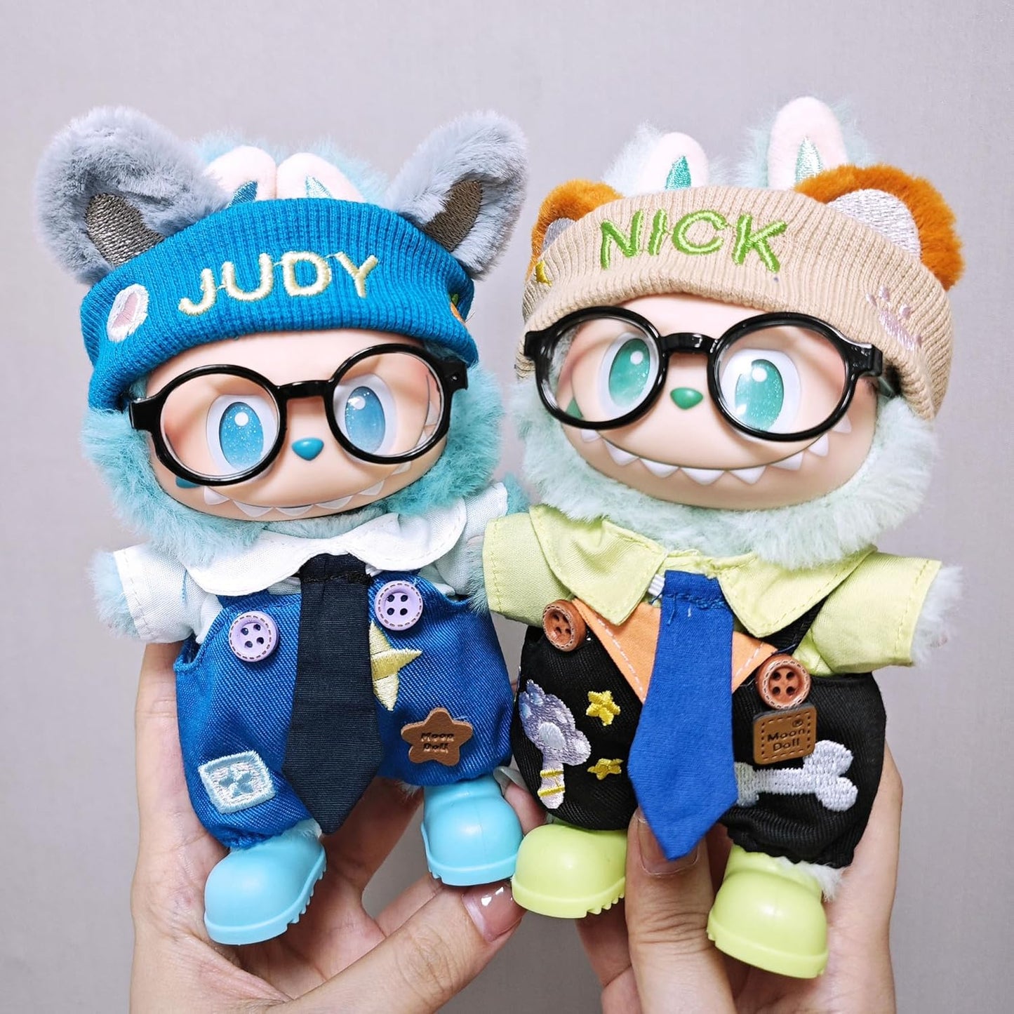 for Labubu-Stylish Overalls with Star & Bone Print – Compatible with 1st, 2nd & 3rd Gen Figures (Black(Nick))