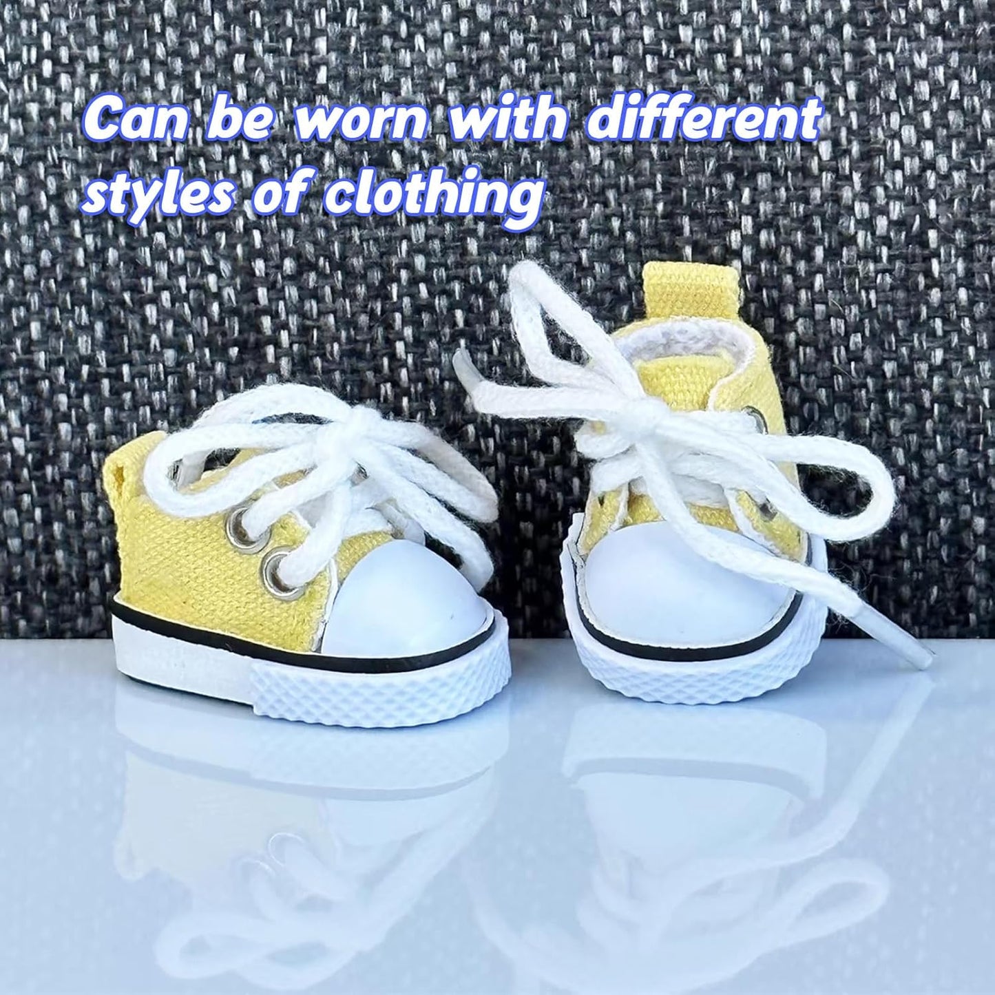 Mini Doll Shoes, 1 Pair Cute Lace Up Canvas Sneakers Compatible for 17cm/15cm Doll Shoes Toy Outfit Accessories(White)