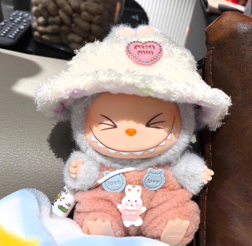 Labubu Outfit - Cute Pink Rabbit Clothes for Blind Box Plush Vinyl Keychain Doll