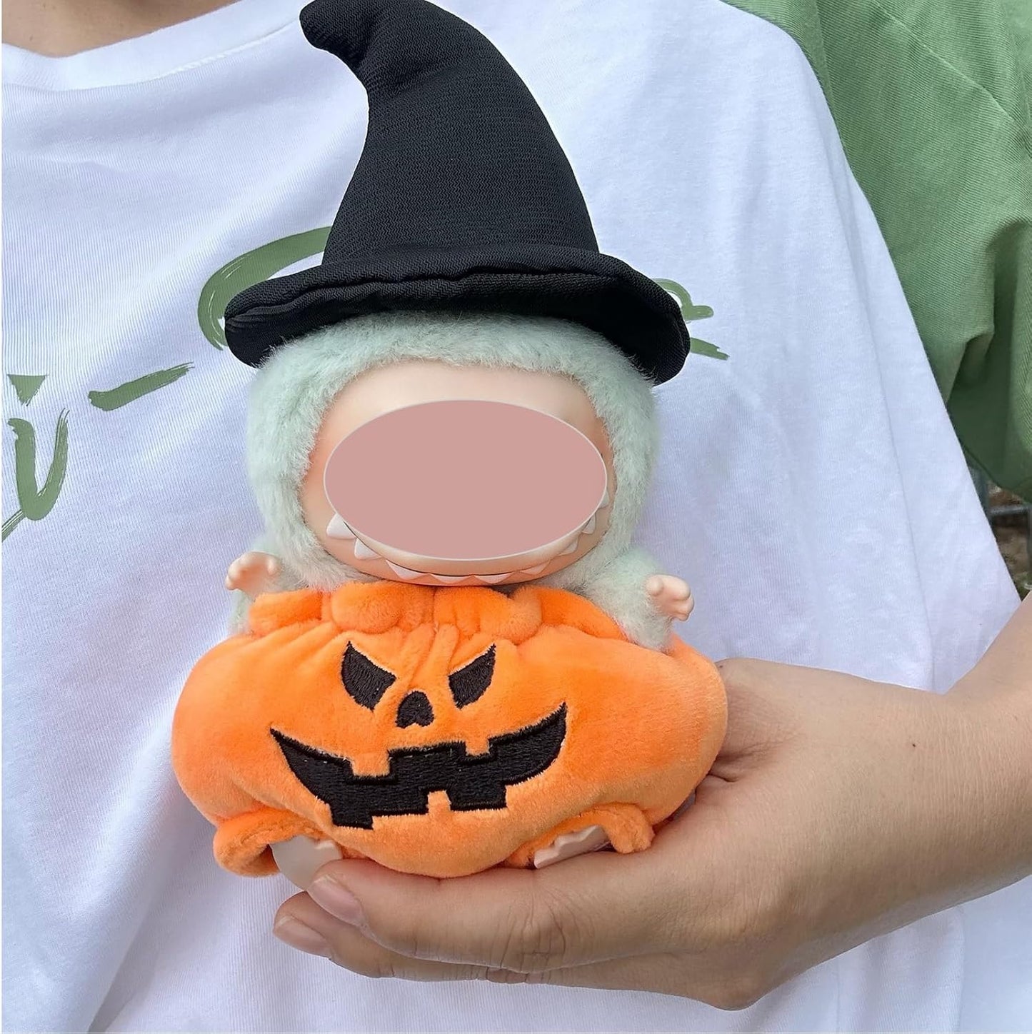 Clothes for lububu(No Doll 4-Pack - Witch Hat Pumpkin Outfits with Wings & Plush Sets for Labubu Dolls Party Decor,Halloween Costumes