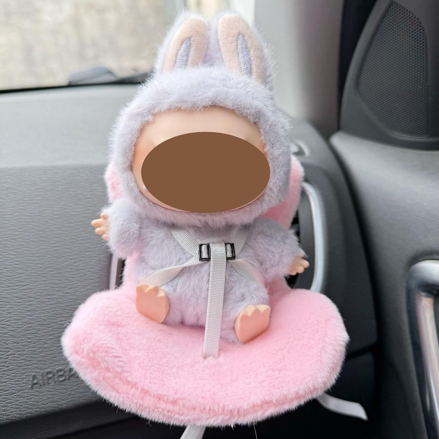 Cute LABUBU The Monster Doll Clothes Set - Fantasy Elf Outfits, Rainbow & Sitting Party Style, Kawaii Overalls + Top (Hamburger)
