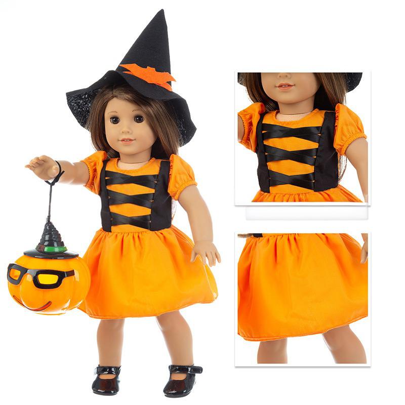 18-inch American Girl Doll Halloween Dress | Trick-or-Treat Costume without Pumpkin Lamp
