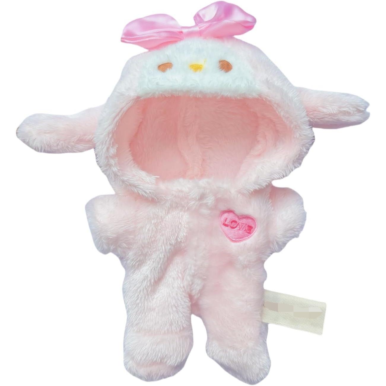 LABUBU DOLL CLOTHES - PINK MELODY SET (No Doll Included), Overalls Set for 6.7inch Plush Doll Suit, Faking Animal Style Outfit Jumpsuit, Cute Fashion Dress Up Clothes Accessories for 1st/2nd/3rd Gen LABUBU (Rabbit)