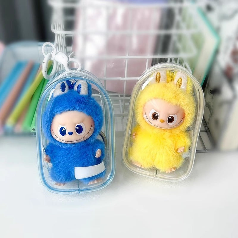 10cm Labubu 4.0 Heart Code Case - Clear Dustproof Cover for Vinyl Doll Storage