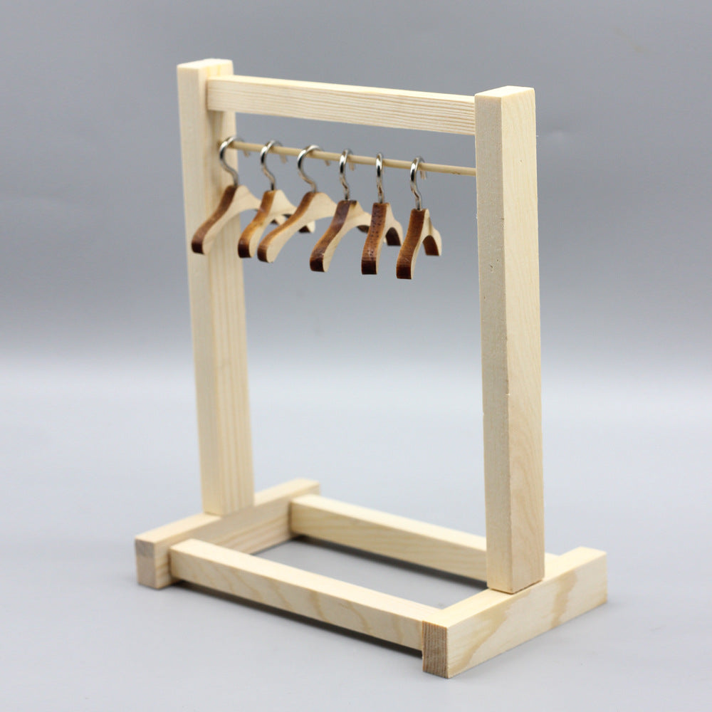 Doll Mini Wooden Clothes Rack - 18-inch American Doll & BJD Labubu Clothes Hanger