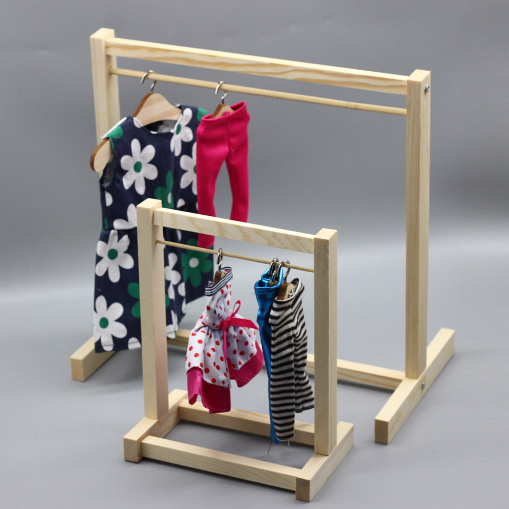 Doll Mini Wooden Clothes Rack - 18-inch American Doll & BJD Labubu Clothes Hanger