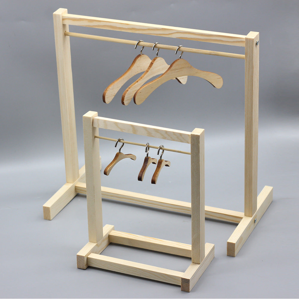 Doll Mini Wooden Clothes Rack - 18-inch American Doll & BJD Labubu Clothes Hanger