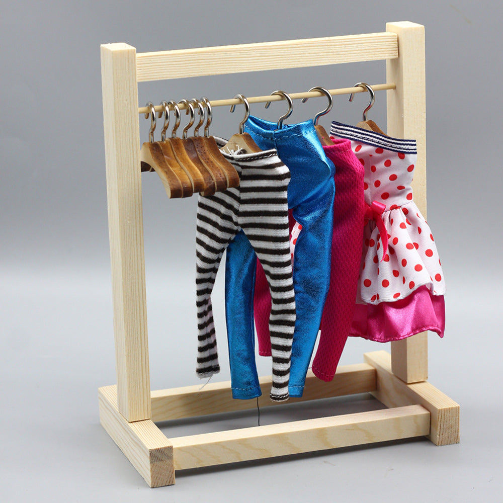 Doll Mini Wooden Clothes Rack - 18-inch American Doll & BJD Labubu Clothes Hanger