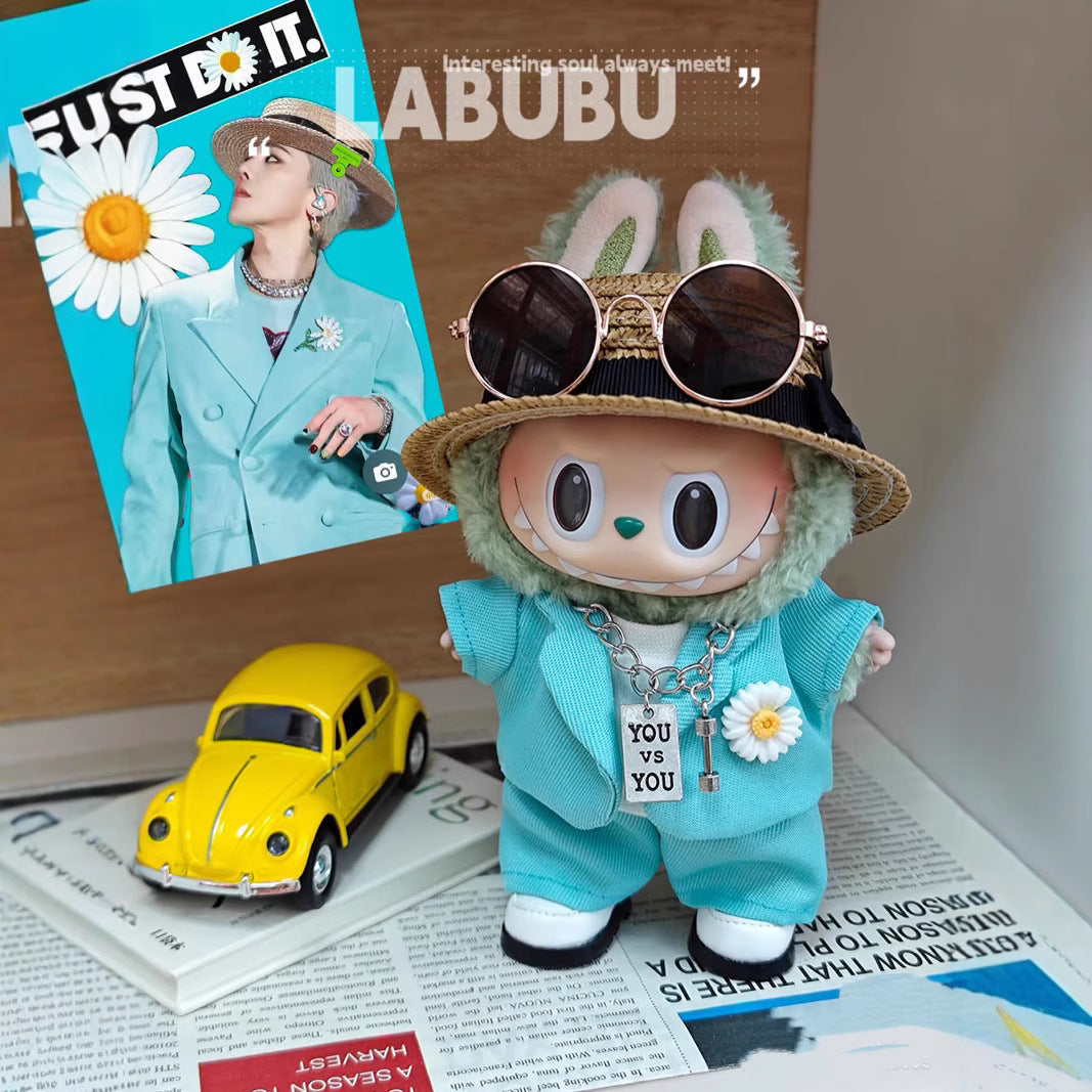 Handmade LABUBU Clothes (17CM), G-Dragon Style Navy Blue Suit Outfit – Korean GD Fashion Style Doll Clothes