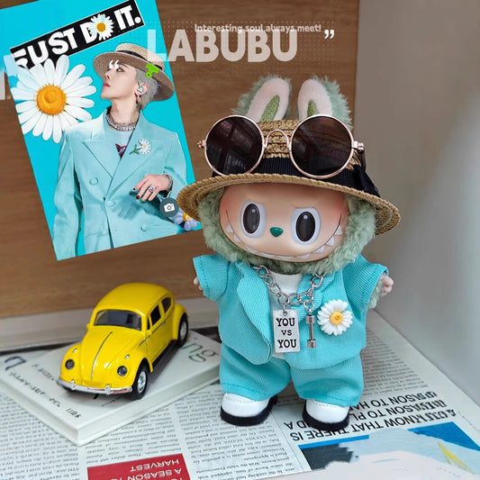 Handmade LABUBU Clothes (17CM), G-Dragon Style Navy Blue Suit Outfit – Korean GD Fashion Style Doll Clothes