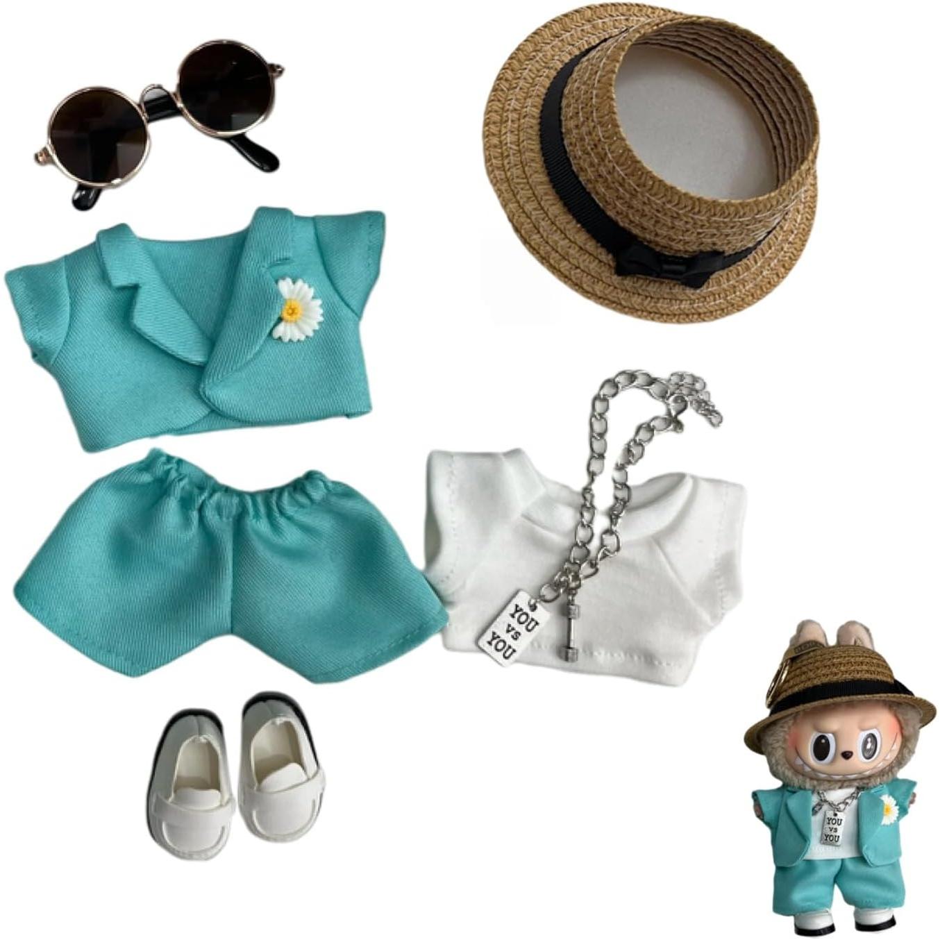 Handmade LABUBU Clothes (17CM), G-Dragon Style Navy Blue Suit Outfit – Korean GD Fashion Style Doll Clothes